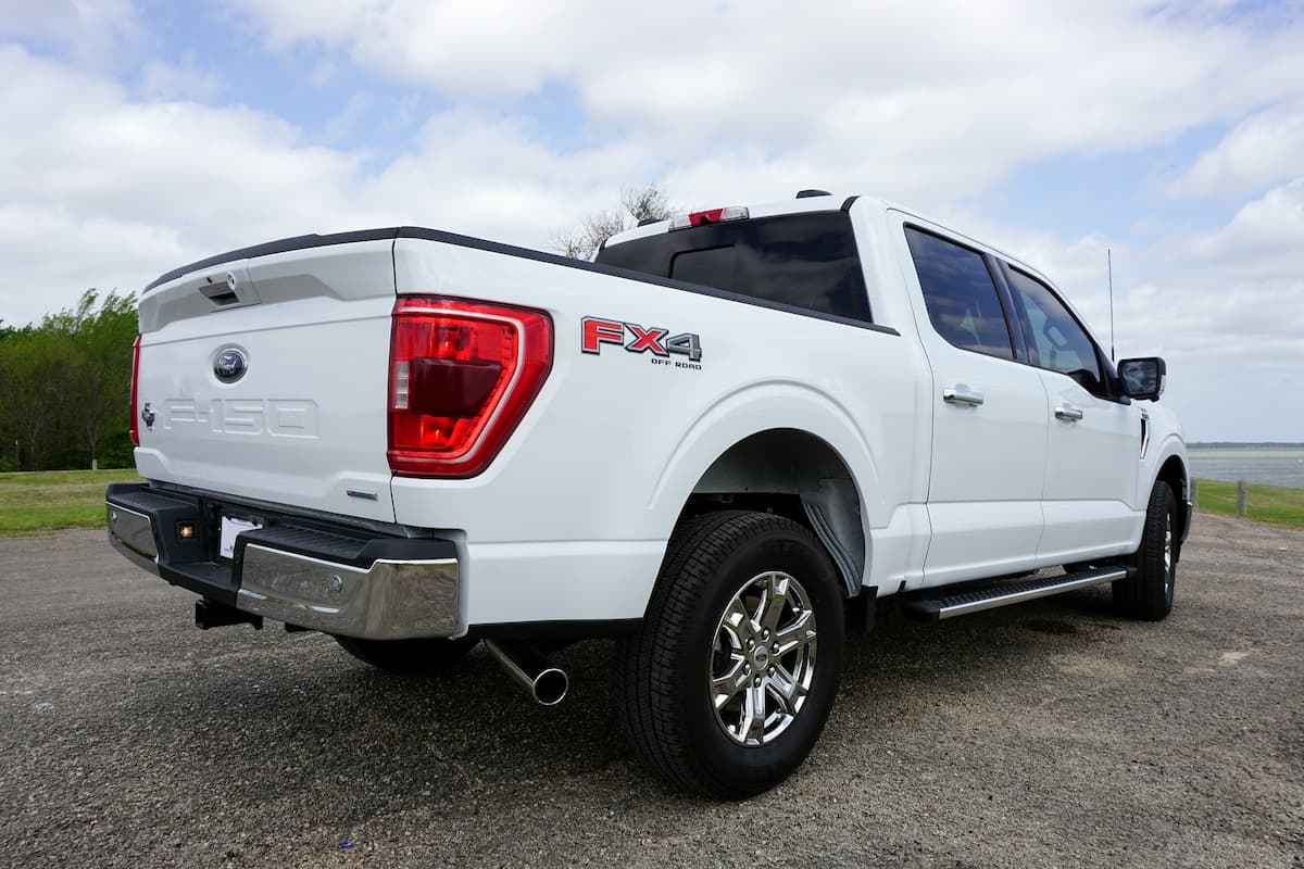 A close-up photo of the back of a Ford F-150.