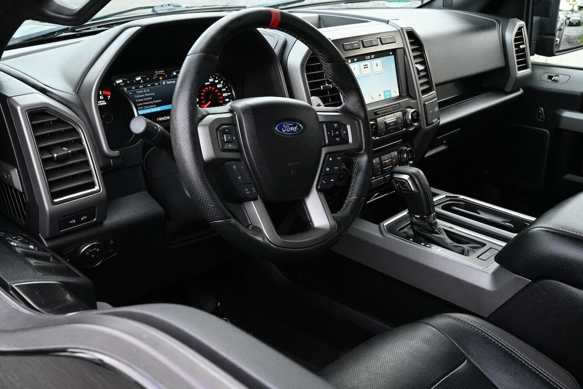 The front interior of Ford F-150.
