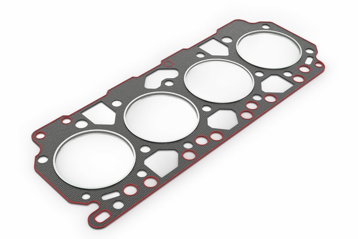 A head gasket on a white background.