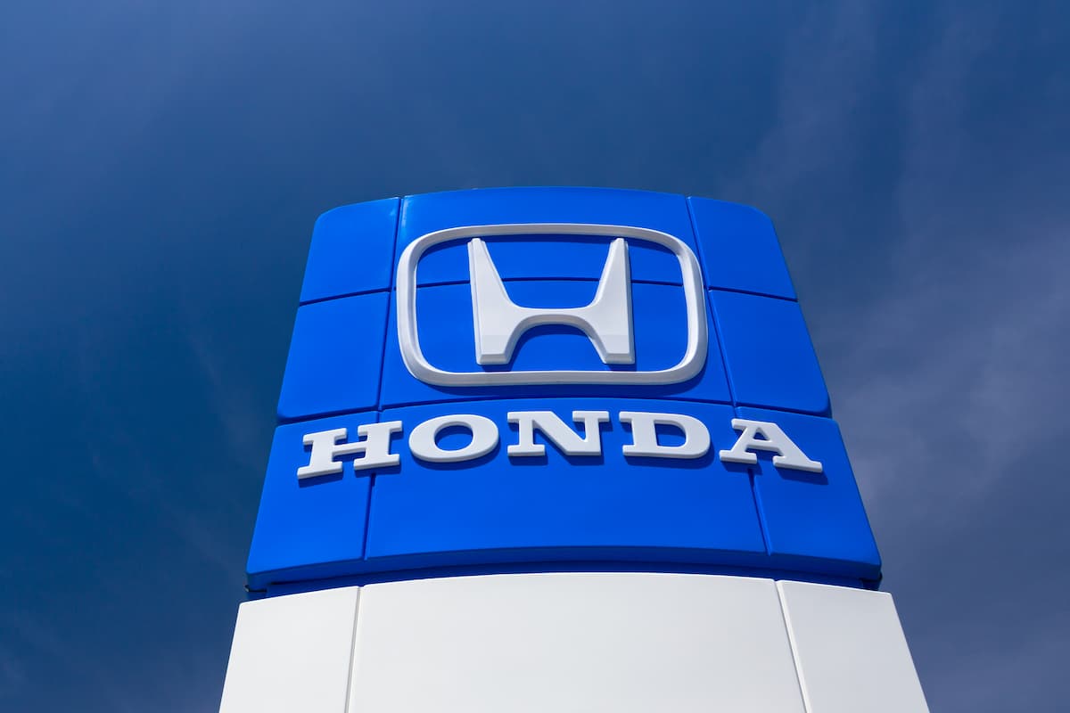 A close-up photo of the Honda building sign.
